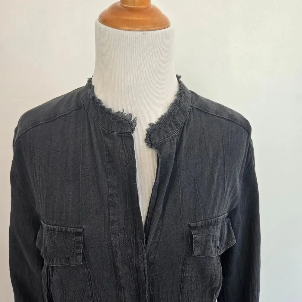 Standard James Perse Shirt Dress Gray Long Sleeve Cotton Casual Women Large - Picture 4 of 14